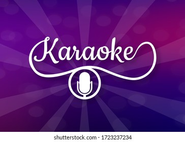 The microphone icon. Abstract banner with karaoke. Celebration party. Karaoke party banner layout. Vector stock illustration.