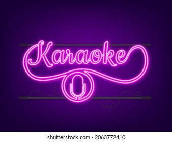 The microphone icon. Abstract banner with karaoke. Celebration party. Karaoke party banner layout. neon icon.