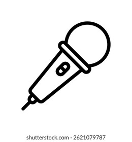 Ícone de microfone para gravação de áudio e Podcasting - vetor de entrada de voz, ilustração técnica de som, símbolo de dispositivo de fala. Ícone de Linha