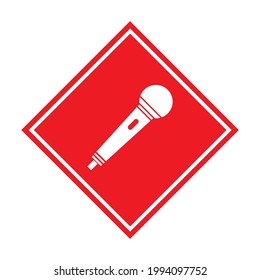 Icono de micrófono, símbolo de voz de audio, señal de concierto de registro, diseño de botón web, charla plana de karaoke.