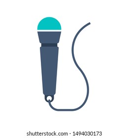 Microphone icon. Audio technology, musical record symbol. Sound studio sign. Isolated vector illustration in flat style