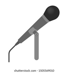 Microphone icon. Audio technology, musical record symbol. Sound studio sign. Isolated vector illustration in flat style