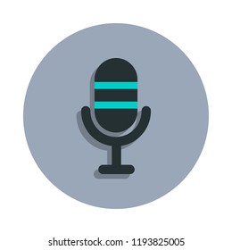 microphone icon in badge style. One of web collection icon can be used for UI, UX