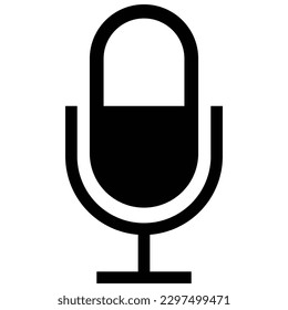 Microphone icon, black color simple flat style vector shape. Trendy un muted mic symbol illustration for web, app, mobile, game, UI, logo. Audio, sound record pictogram with isolated background.