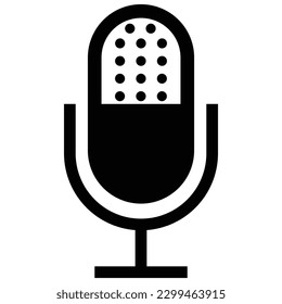 Microphone icon, black color simple flat style vector shape. Trendy un muted mic symbol illustration for web, app, mobile, game, UI, logo. Audio, sound record pictogram with isolated white background.