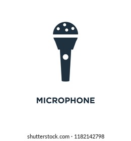 Microphone icon. Black filled vector illustration. Microphone symbol on white background. Can be used in web and mobile.