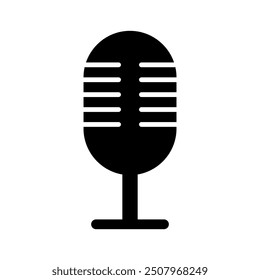 microphone icon. The black microphone is isolated on a white lat. Vector Illustration