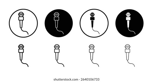 Microphone icon Black line art vector logo set