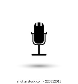microphone icon - black vector illustration