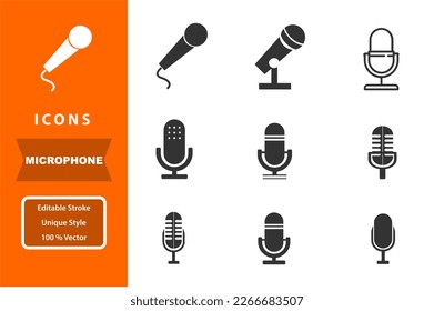 Microphone icon in black and white colour