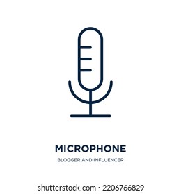microphone icon from blogger and influencer collection. Thin linear microphone, sound, radio outline icon isolated on white background. Line vector microphone sign, symbol for web and mobile