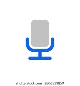 Microphone icon in blue and gray flat symbol for voice recording
