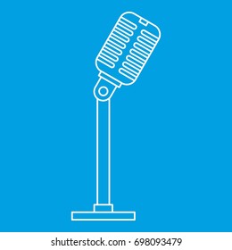 Microphone icon blue outline style isolated vector illustration. Thin line sign