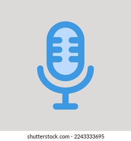 Microphone icon in blue style about user interface, use for website mobile app presentation