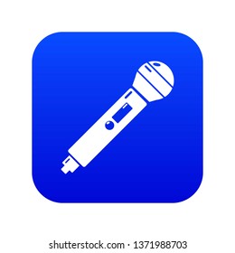 Microphone icon blue vector isolated on white background