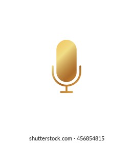 microphone icon or button in flat style with long shadow, isolated vector illustration on transparent background