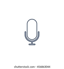 microphone icon or button in flat style with long shadow, isolated vector illustration on transparent background