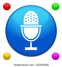 Microphone icon button vector with 4 color background included 