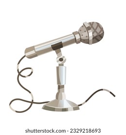 Microphone icon in cartoon flat style, isolated on white background. Logo, user interface. Podcast radio icon. Studio microphone illustration