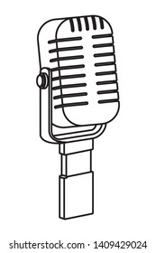 microphone icon cartoon isolated black and white vector illustration graphic design
