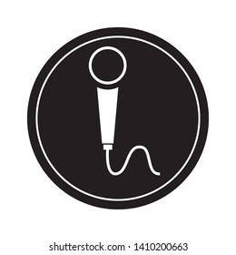 microphone icon cartoon isolated round icon black and white vector illustration graphic design