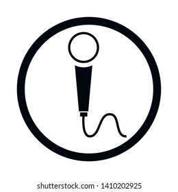 microphone icon cartoon isolated round icon black and white vector illustration graphic design