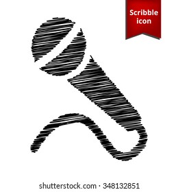 Microphone Icon with chalk effect. Scribble icon for you design. 