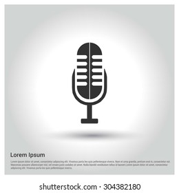 Microphone icon. Circle concept Shadow web buttons. vector illustration. Flat design style