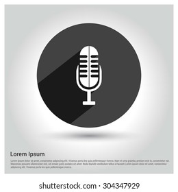 Microphone icon. Circle concept web buttons. vector illustration. Flat design style