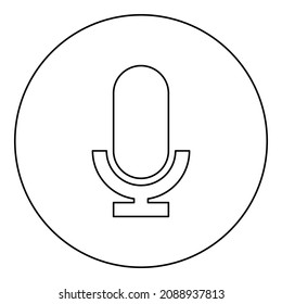Icono de micrófono en círculo color negro ilustración de la imagen contorno de la línea delgada estilo simple