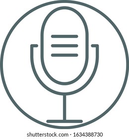 Microphone icon in circle. Vector illustration