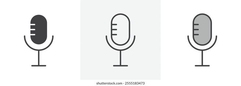 Microphone icon collection in black and colored style.