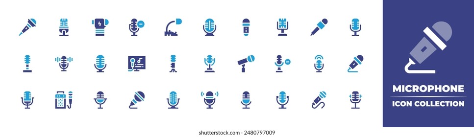 Microphone icon collection. Duotone color. Vector illustration. Containing microphone, voicecontrol, asmr, karaoke.