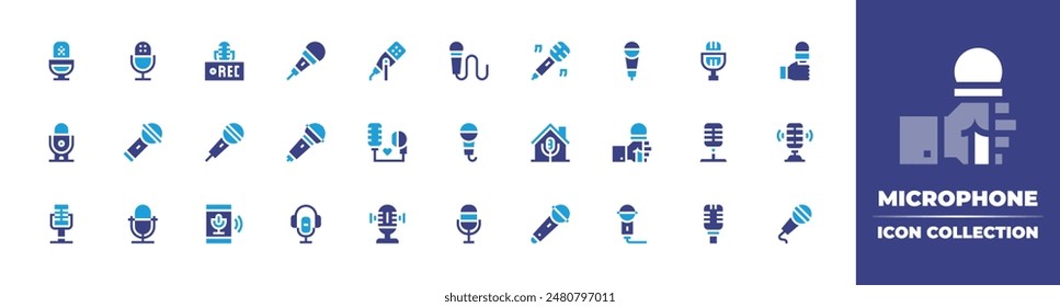 Microphone icon collection. Duotone color. Vector illustration. Containing microphone, podcast, voicerecorder, recording, asmr.