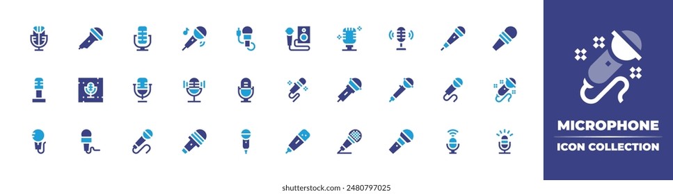 Microphone icon collection. Duotone color. Vector illustration. Containing microphone, karaoke, asmr, mic.