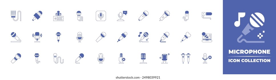 Microphone icon collection. Duotone style line stroke and bold. Vector illustration. Containing microphone, freedomofthepress, talkshow, voice, audio, karaoke, sing, mic.