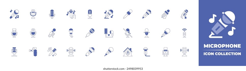 Microphone icon collection. Duotone style line stroke and bold. Vector illustration. Containing microphone, karaoke, mic, asmr.