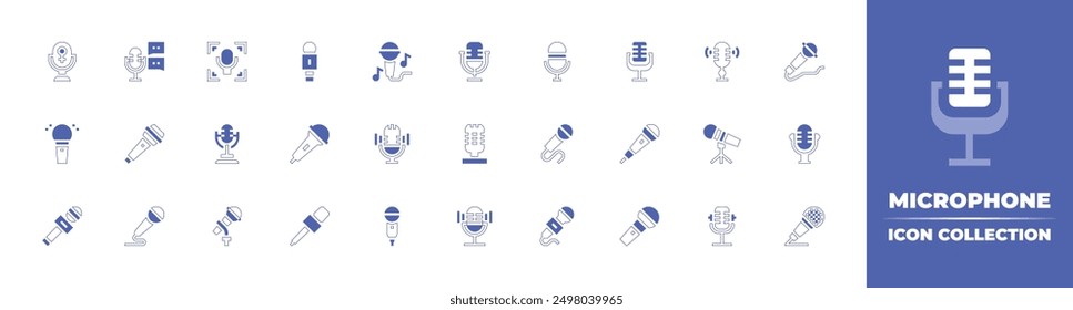 Microphone icon collection. Duotone style line stroke and bold. Vector illustration. Containing voicecontrol, microphone, mic, voice, micro.