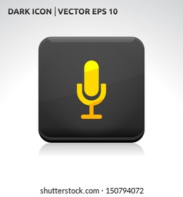 Microphone icon | color dark black gold yellow | icon set | abstract vector symbol | template design | shadows shiny | business button | abstract 3d