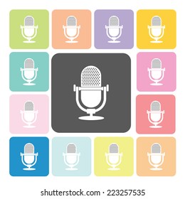 Microphone Icon color set vector illustration