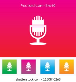 Microphone Icon in Colored Square box. eps-10