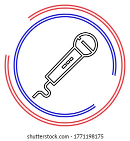 Mikrofon-Symbol, Kommunikationssymbol, Tonaufzeichnung-Mikrofon. Dünnlinienpiktogramm - bearbeiteter Strich