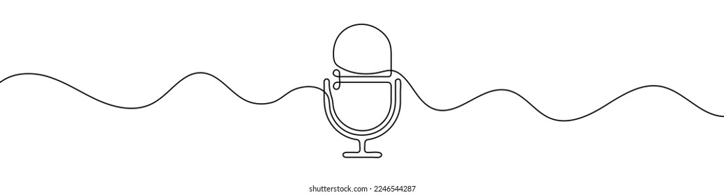 Microphone icon in continuous line drawing style. Line art of microphone symbol. Vector illustration. Abstract background