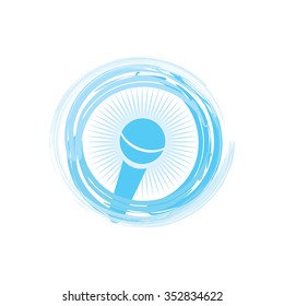 Microphone icon in the creative circle. Speaker symbol. Live music sign. Vector illustration. Flat icon design style. 