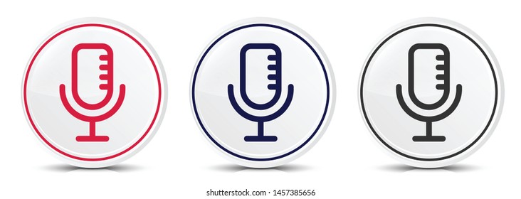 Microphone icon crystal flat round button set illustration design isolated on white background