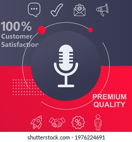 Microphone icon. Customize your design with a navy and red colored background template
