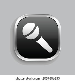 microphone icon design. Glossy Button style rounded rectangle isolated on gray background.. Vector illustration