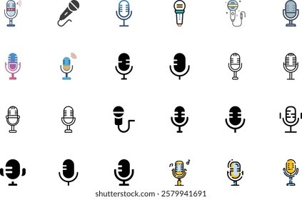 Microphone icon design set on white