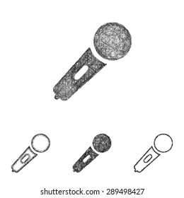 Microphone icon design set - sketch line art