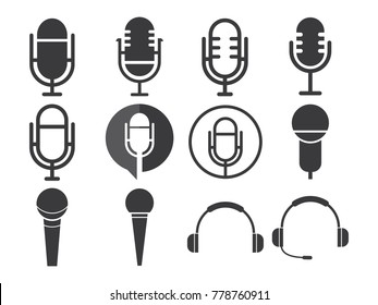 Microphone Icon Design Vector Sets Collection